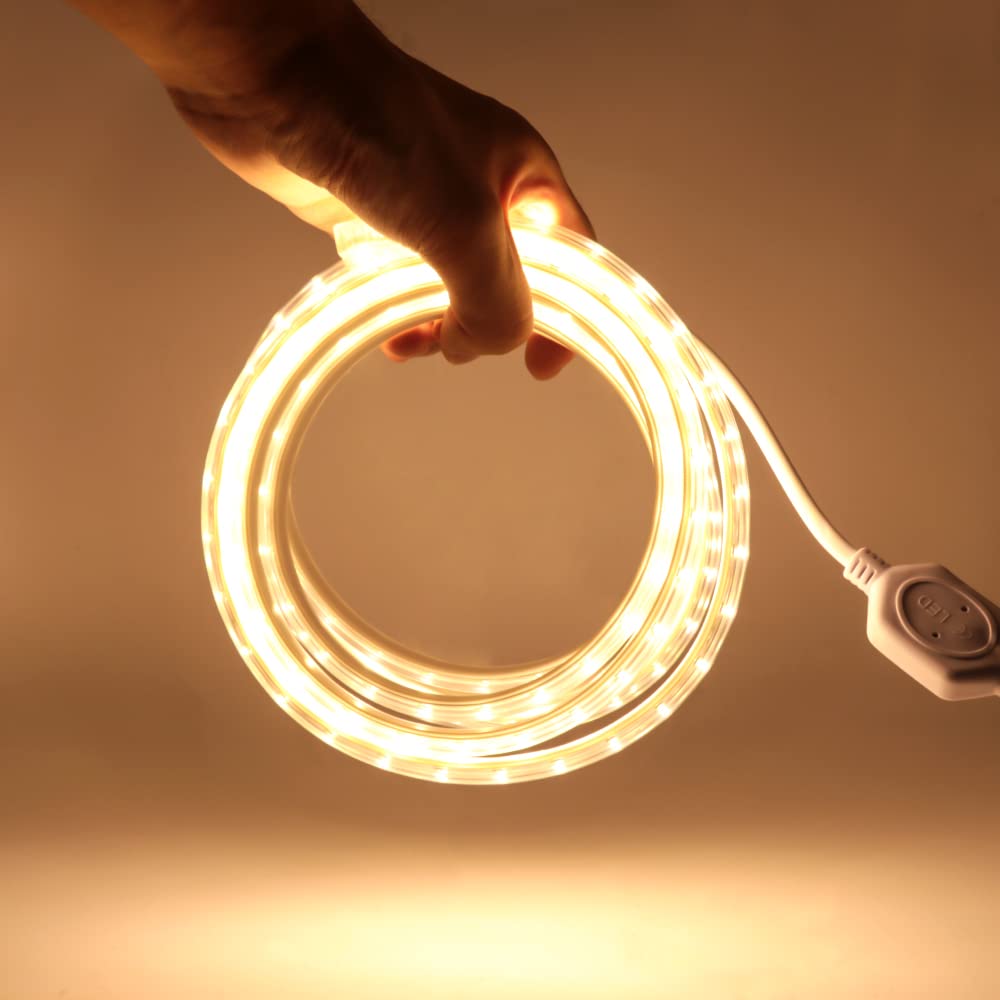 220V Ruban à LED, 120Leds/m Bande LED Etanche, 2832 IP67 Etanche Bande Strip Led (20m, Blanc chaud)