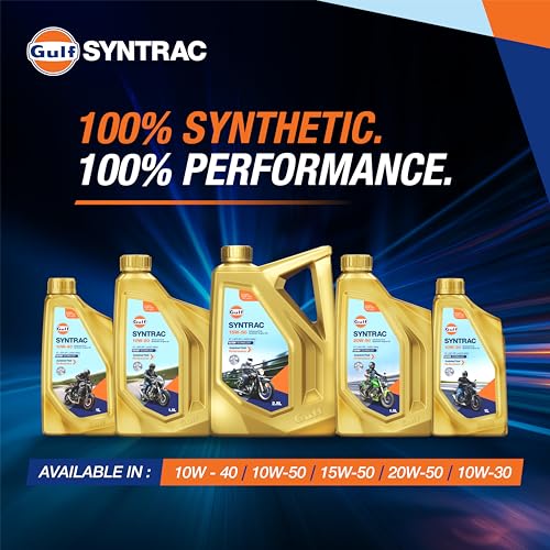 Image of GULF SYNTRAC 10W-40 4T API SP, JASO MA2 | Ester Technology | 2 Wheeler Bike Advanced 100% Full-Synthetic Engine Oil [1 L] - Pack of 1