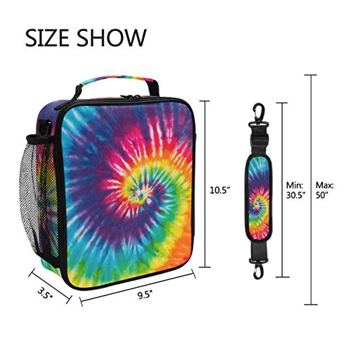 Lunch Box Bag Abstract Swirl Tie Dye Rainbow Lunchbox Insulated Thermal Cooler Ice Adjustable Shoulder Strap For Women Men Boys Girls #TOP4