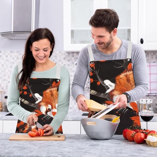 Tablier de cuisine multicolore One size imprimé panda rouge et baies