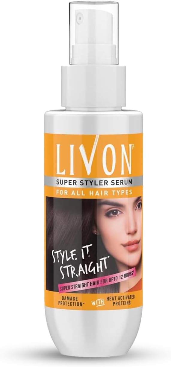 Livon Super Styler Serum For Women & Men | For Hair Straightening | Straighter Hair Up To 12 Hours | 5X Less Hair Breakage | 100ml