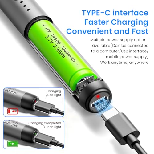 Image of Serplex LCD Soldering Iron Tool Kit with Carry Case Rechargeable 1000mAh Cordless Pen Adjustable Temperature Handheld for Electronics Repairing DIY Assemble 3 PCS