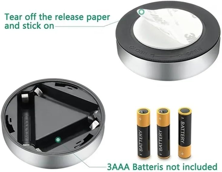 Pacote com 2 luzes noturnas de LED sem fio – 4 LEDs brilhantes, luz adesiva portátil operada por bateria para armários, armários, prateleiras | Ativada por toque, fácil de usar Pacote com 2 luzes noturnas de LED sem fio – 4 LEDs brilhantes, luz adesiva portátil operada por bateria para armários, armários, prateleiras | Ativada por toque, fácil de usar