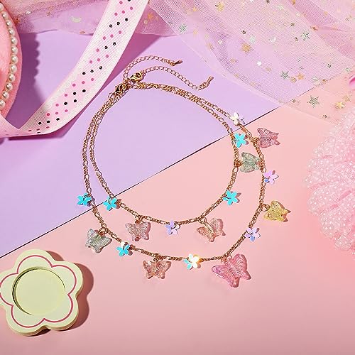 PinkSheep Toddler Jewelry Kids Necklace Choker and Bracelet 3 Pack 9pcs, Little Girls Jewelry In Box, Flower Girl Gift Kids Girls Accessories 5