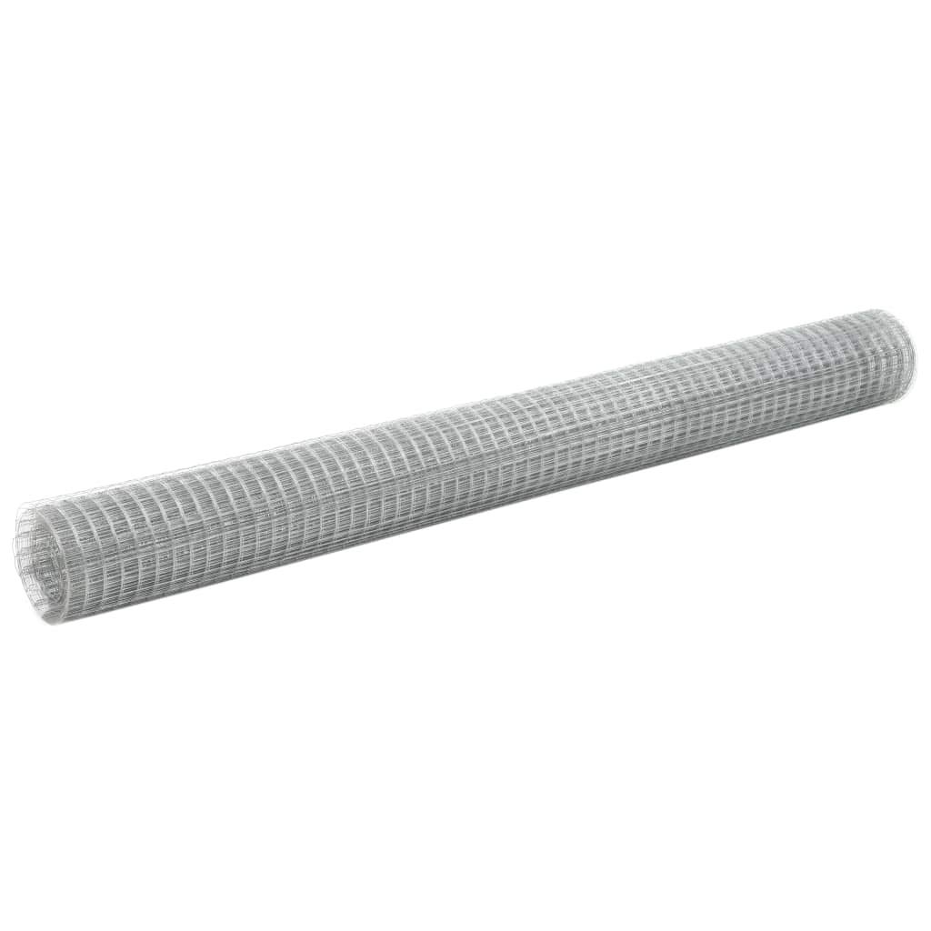vidaXL Alambrada de gallinero Acero galvanizado Plateada 10x1,​5 m, Valla de Alambre, Alambre de Cerca, Valla de Malla, Vallas de Alambre