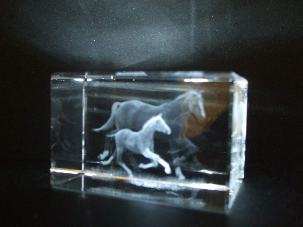 HORSE MARE AND FOAL LASER PAPERWEIGHT 3 DIMENSIONAL 3629