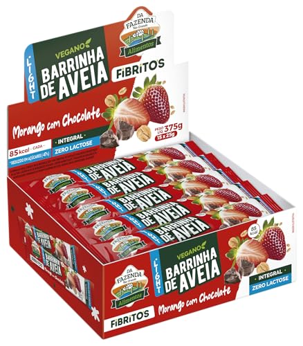 BIOSOFT Barrinha De Aveia - Fibritos Morango com Chocolate Light 25g. Display com 15 unidades