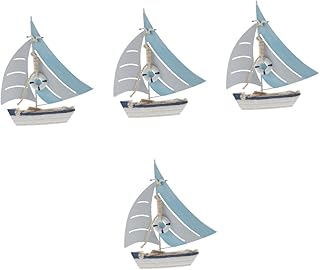 NOLITOY 4 Unidades Estilo Marinho Veleiro Oceano Decoração À Beira-Mar Navio À Vela Escultura Praia Festa Náutica Decalque Tema Náutico Decoração De Mesa Miniaturas Ornamento