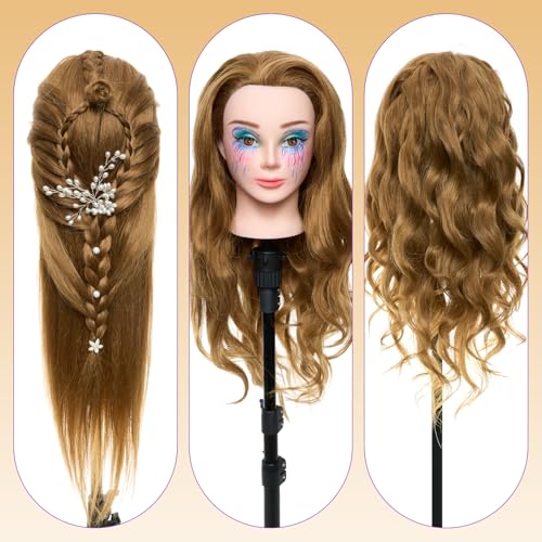 2834 mannequin head human hair 80 real hair mannequin head for makeup practice cosmetology manikin doll head for hair styling hairdressing training head for braiding 27