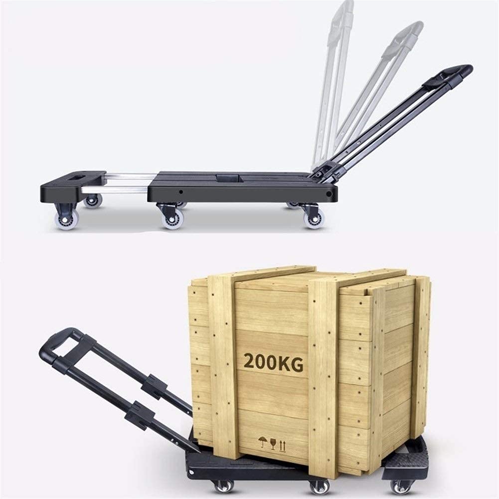 Carro de Almacenamiento Multifuncional, Carrito de Equipaje Plegable Portátil de Metal Pp para Accesorios de Viaje en Automóvil, Equipaje de Envío, Remolque, Asa Ajustable, Chasis, Camiones de