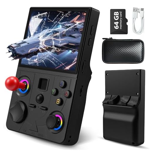 DC35V Retro Handheld Game Console, 3.5 Inch HD IPS Screen (Black)