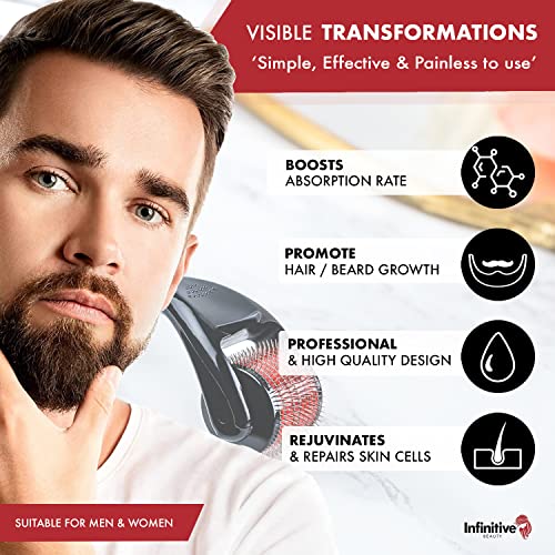 Derma-Roller-INFINITIVE-BEAUTY-540-Titanium-Alloy-Microneedle-Roller-for-Skin-Face-Beard-Hair-30mm