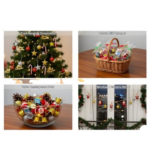Image of Crackles Christmas Decoration Gift Set (34 Pcs) | Complete Mix Ornament Combo with Balls, Gifts, Pine Cones & Santa | Festive Xmas Tree Decoration Kit for Home, Office & Party