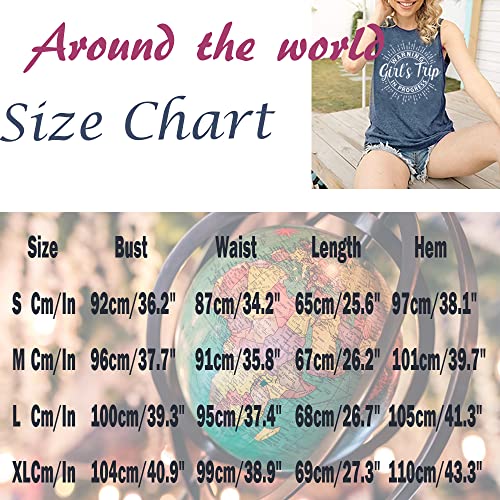 Image of Women Vacation Tank Tops Summer Warning Girls Trip in Progress Shirts Letter Printed Graphic Sleeveless Tee