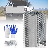 Aluminum Diamond Plate Sheet Metal Coil 0.045' Thick 3003-H22 Alloy - Non-Slip Rustproof Tread, Mill Finish Embossed Panel for Truck Beds, RV Steps & Garage Walls (Natural Silver, 24in. x 120in.)