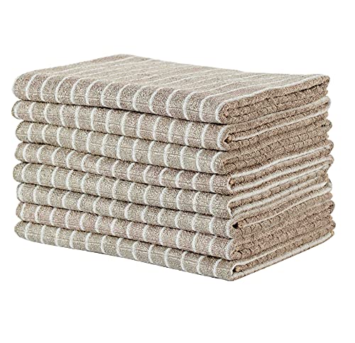 Gryeer Lot de 8 torchons de cuisine en microfibre doux et absorbants, 45 x 65 cm, kaki