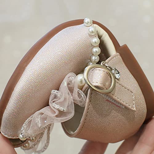 Toddler Kids Girls Dress Casual Sandal Mesh Bow Closed-Toe Mary Jane Shoes Ballerina Satin Ankle Wedding Shoes3