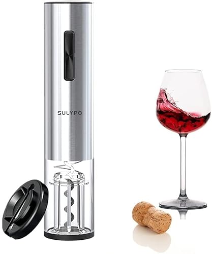 Sulypo Abridor de vino eléctrico recargable, potente y automático (acero inoxidable) Cover