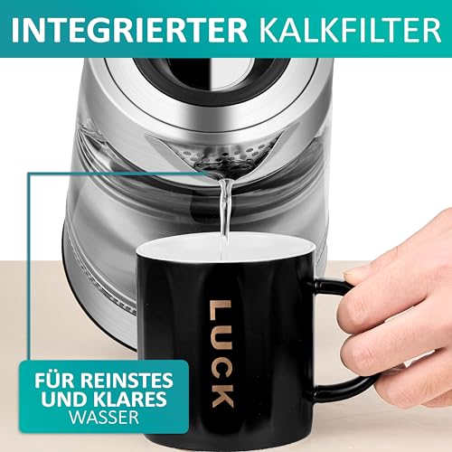 Vattenkokare i glas 1,7L med temperaturval och LED-belysning