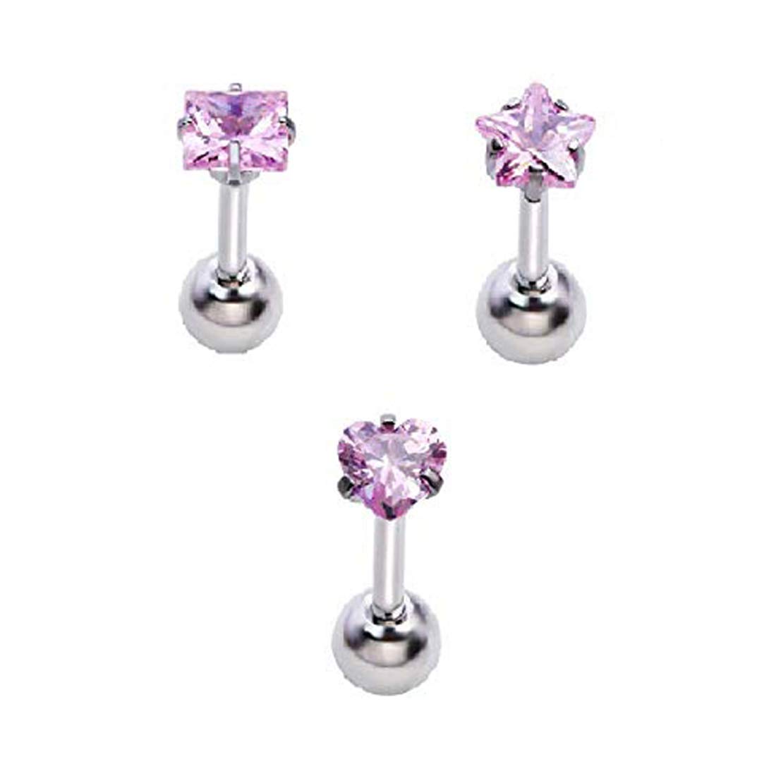 Yellow Chimes Stud Earrings for Unisex Combo of 3 Pcs Pink Silver Cubic Zirconia Stainless Steel Crystal Helix Cartilage Single Stud Earrings for Women and Girls (B0827JGJYK) Amazon Price History, Amazon Price Tracker