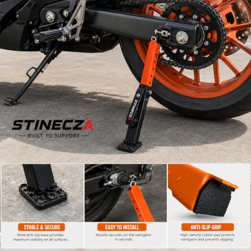 Image of Portable Motorcycle Jack Stand for Chain Cleaning, Tyre Repair, Trail Support & Maintenance | Adjustable Moto Lift | Sports, Adventure, Touring Bike Accessory