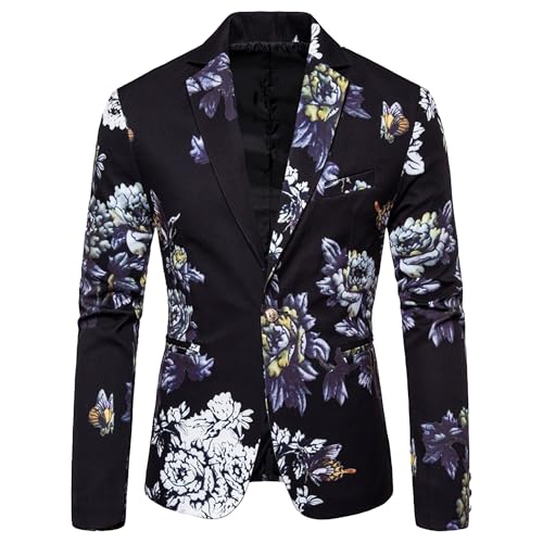 Men's Luxury Party Dinner Tuxedo Suit Jacket Slim Fit Wedding Blazer Printed Floral Suit Jacket
