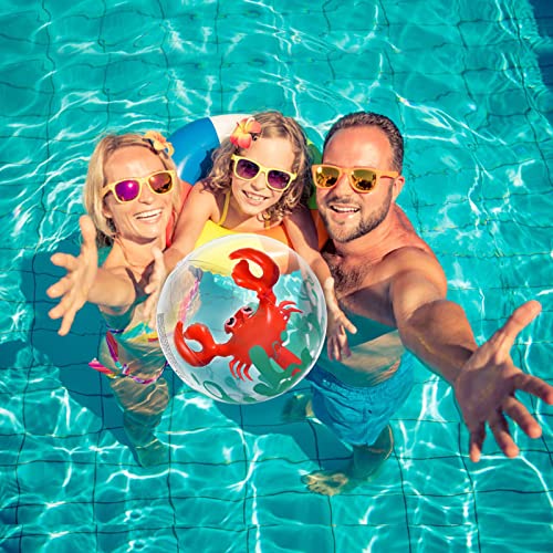 Foto von EKKONG Aufblasbare Wasserball, 3D Strandball, Wasserball, 2 Stücke, Flamingo Und Krabbe, für Strand, Schwimmbad und Garten, für Erwachsene und Kinder (Flamingo und Krabbe)