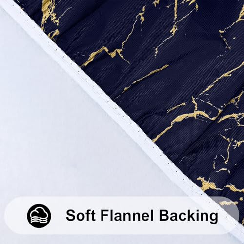 Smiry Round Picnic Tablecloth, Waterproof Elastic Fitted Table Covers for 45" - 56" Tables, Wipeable Flannel Backed Vinyl Tablecloths for Camping, Indoor, Outdoor, Navy & Gold by Smiry - Used condition - Image 5