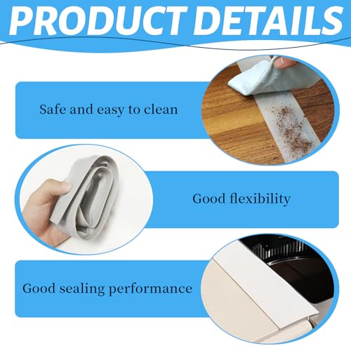 MUYAPAY 3 Stück Silikon Gap Cover für Herd und Theke 63,5cm, Fugenleiste Arbeitsplatte T Profil Spaltfüller, Zuschneidbar Hitzebeständig Flexibel Für Herd-Arbeitsplatten Ofen Waschmaschine (Weiß)
