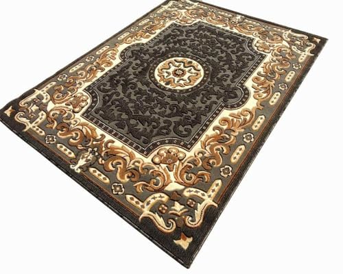 Image of Soft Premium Grey Carpet 5x7 ft - Washable, Anti-Skid, Fade-Resistant Acrylic Rug for Living Room, Hall, Bedroom, Modern Decor