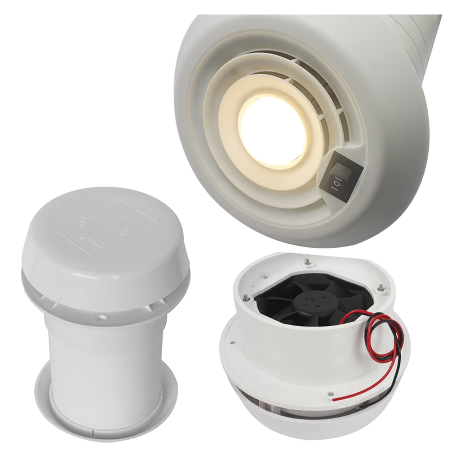 Accessori for roulotte Ventilatore for camper Griglia for presa d'aria sul tetto con ventola Rimorchio da viaggio Van Raffreddamento Presa d'aria Camper Motor Home Ventola silenziosa 12V(Low noise)