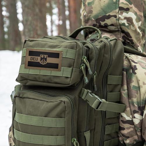 3 Stücke DEU Deutsche IR Infrarot Reflektierende Klett Patches Militär Für Rucksack Hut Jacke Militär Baseballkappe Uniform Kleidung Taktische Weste Hundegeschirr (Braun)