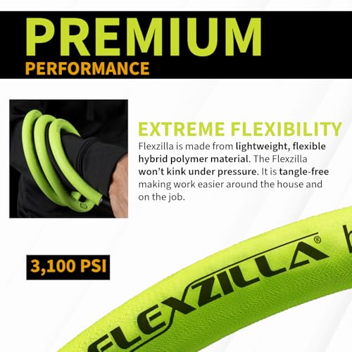 Image of Flexzilla Pressure Washer Replacement Hose, 1 /4 in. x 50 ft., 3100 PSI, M22 Fittings, No-Kink, Lightweight, ZillaGreen