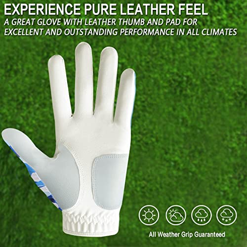 FINGER TEN Golf Gloves Men Left Hand Right with Ball Marker Cabretta Leather Weathersof Rain Grip Value Pack,Mens Golf Glove Fashion Pattern Wear Resistant (Camouflage-1 Pack - Image 3