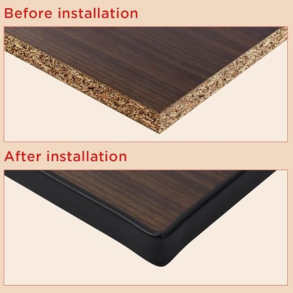 flintronic Forma U Cinta de Madera Cantos, 10m * 16mm TPE Protector Borde de Muebles, Cantoneras Cubrecantos Autoadhesiva, Proteccion para Mesas y Muebles, Puertas de Automóviles.(Negro) - 4