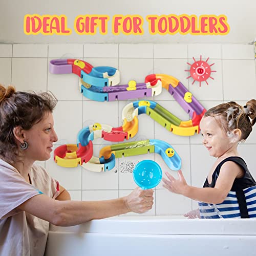 Flmrioy 48 Pieces Duck Slide Bath Toy For Kids 3+, Wall Bathtub Toy Slide Shower Bathtub Toys Diy Detachable Set Shower Gifts For Boys Girls Ages 3 4 5 6 Years Old #TOP5