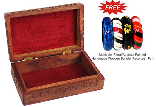 Store Indya Wooden Keepsake Jewelry Trinket Box Storage Organizer (Design 1) - Thumbnail 2