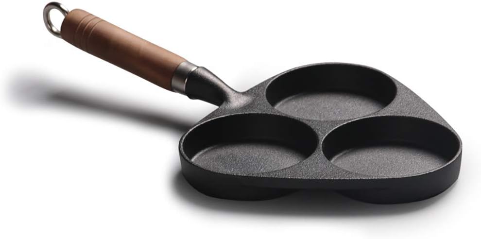 Cast Iron 3-Cup Egg Frying Pan Pre-Seasoned Omelet Pan
