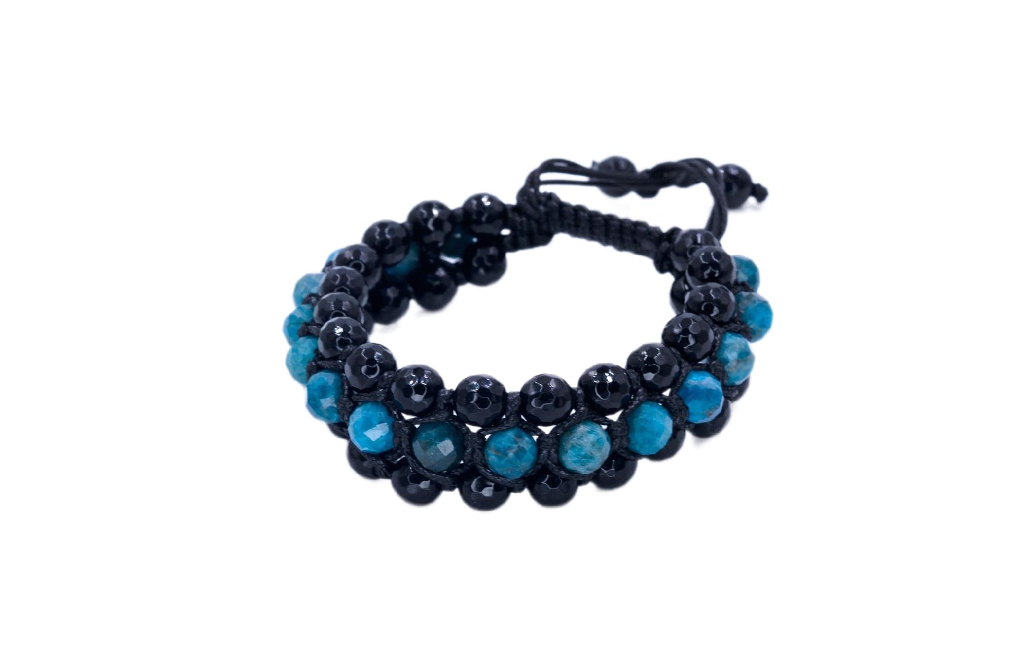 Herren Edelstein Armband | Dreifach Armband für Männer mit Edelsteinen | Apatit Achat | Makramee Bracelet | Geschenk für Mann | Handgemacht