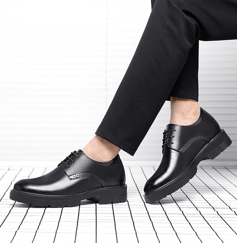 Non Slip Dress Shoes for Men Lace Up Dress Sneakers Fashion Pointed Toe Slip-on Oxford(7.5)3