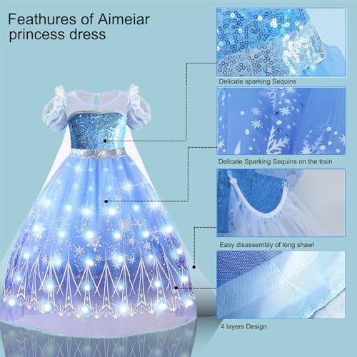Disfraz niña princesa de nieve azul con accesorios miniatura 6