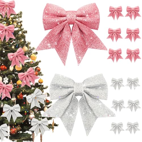 SEPGLITTER Weihnachten Schleife, 12 Stück Weihnachtsschleife Rosa...