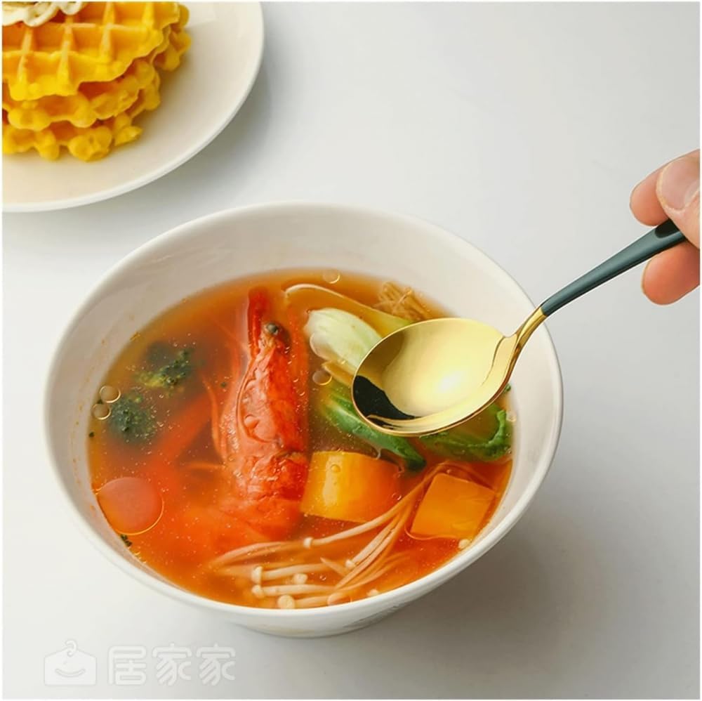 Dessert Spoon,Spoon 304 Stainless Steel Spoon Household Rice Spoon Spoon Long Handle Salad Dessert Spoon Serving spoon -Green