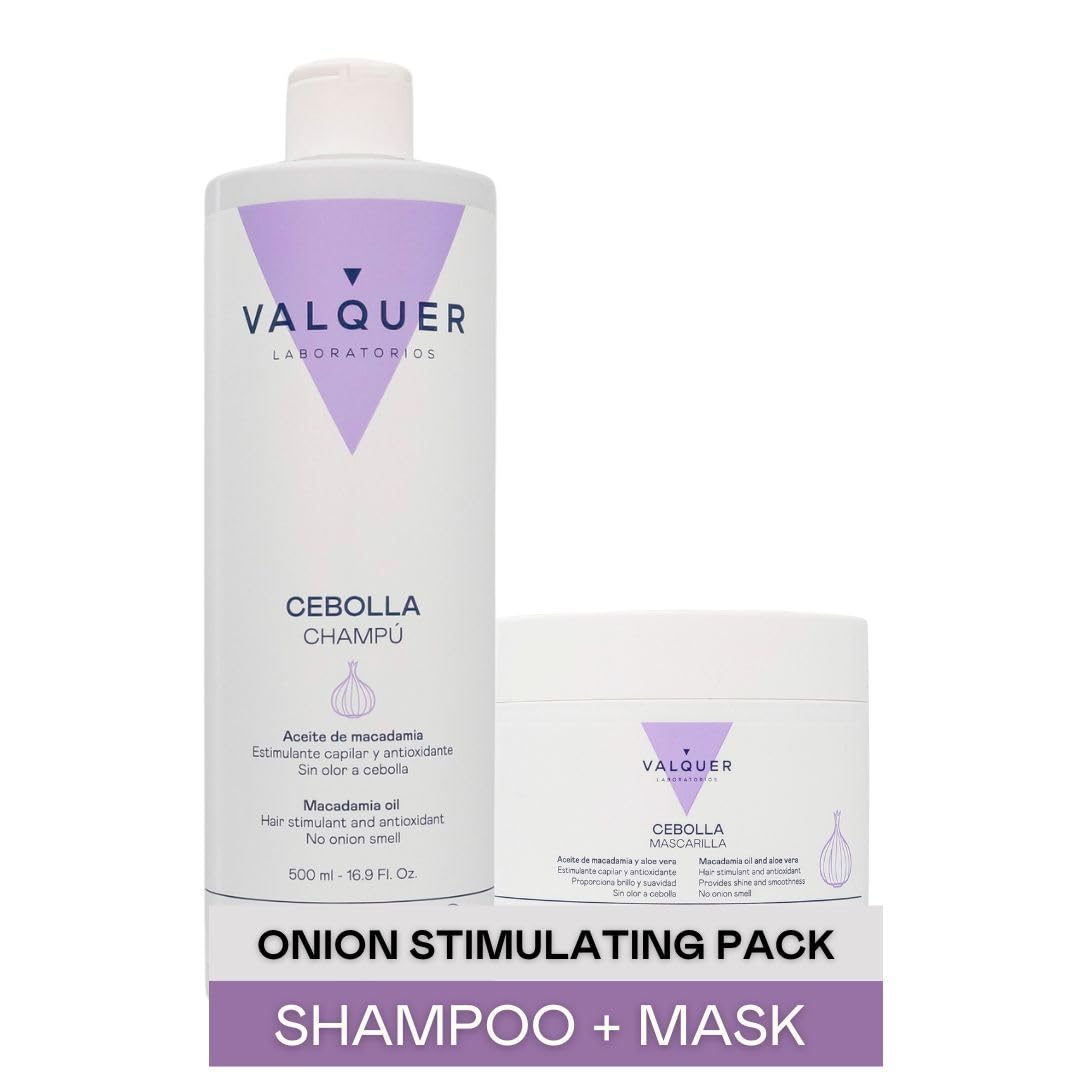 VALQUER Onion Shampoo 500 ml and Hair Mask 300 ml Set, White, 400 ml (Pack of 2)