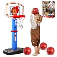JOYIN Toddler Basketball Hoop Indoor, Adjustable Basketball Goal for Kids with 4 Balls, Game Toys for Playroom Pool Outdoor, Birthday Gift for Baby Boys Girls Age 1 2 3 4 - Air Pump Included