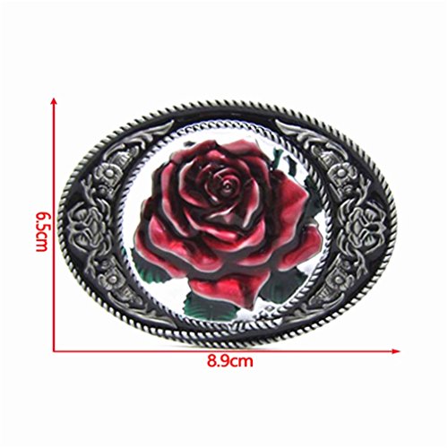 MASOP VOGU Vintage Oval Flower Rose Belt Buckle Cowgirl Girl Mens Rodeo Floral Metal3