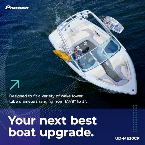 Image of Pioneer UD-ME30CP Tower Speaker Mounting Brackets (Silver, 2 Pack) - Flexible Mounting Options, Fits 1-7 /8 inch to 3 inch Tubes - for Use with Boats, Watercraft, UTV, ATV, RVs, Golf Carts