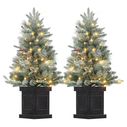 GarveeHome 3 ft Pre-Lit Mini Xmas Tree with Multi-Mode Led Lighting (2, Black Vintage Base)
