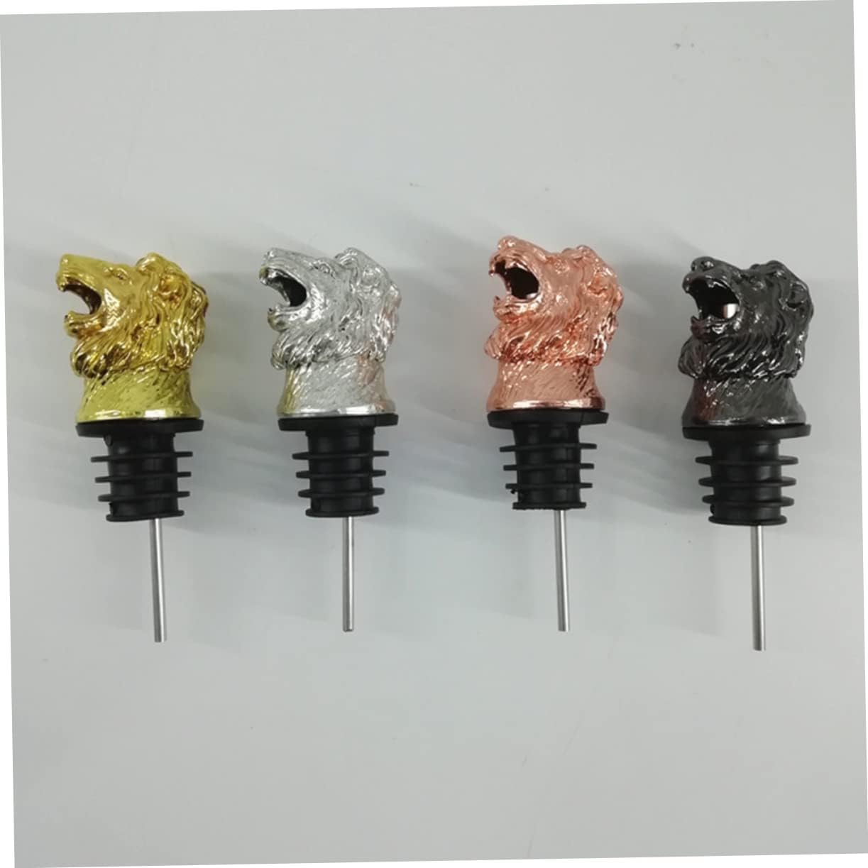 2pcs Lion Head Shaped Wine Pourer Stoppers Jigger for Bartending Wine Stoppers Preserver Bottle