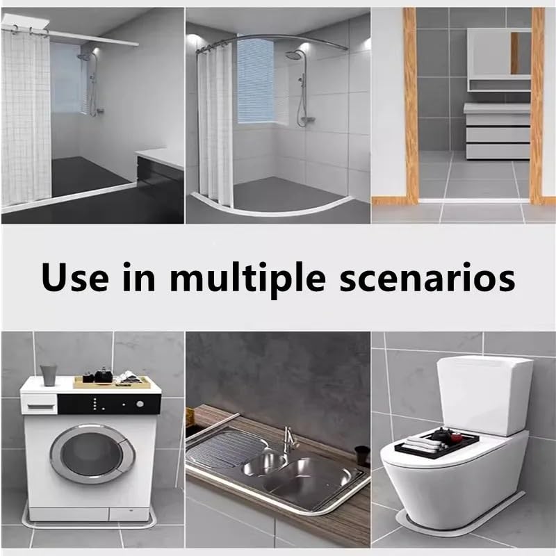 Schwallschutzleiste Dusche 1PC Silikon Stopper Wasser Halte Biegsamen Trocken Nass Trennung Blocker Zimmer Boden Barriere(A,300cm)